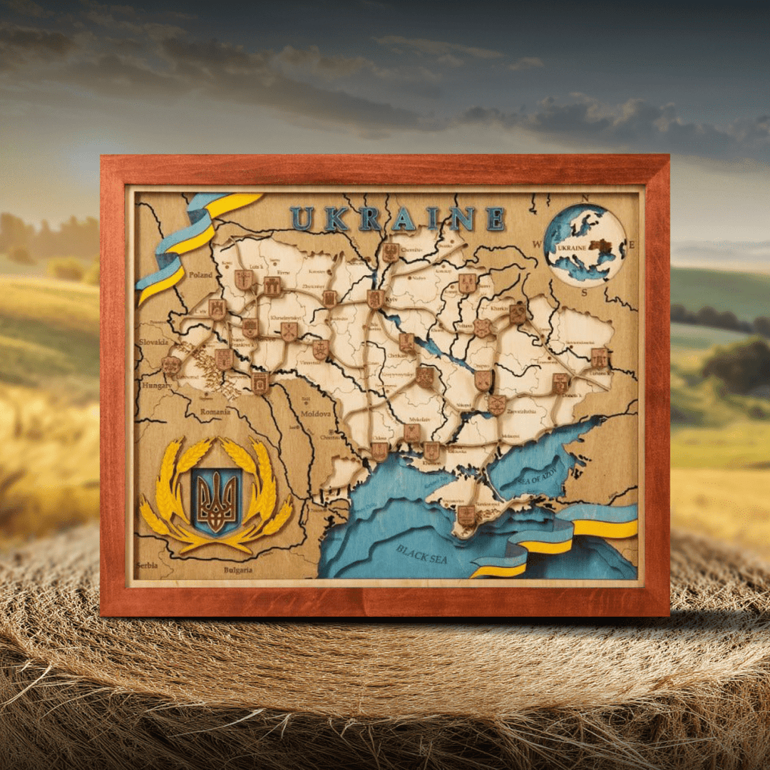 UKRAINE 3D WOOD MAP - ZeWood