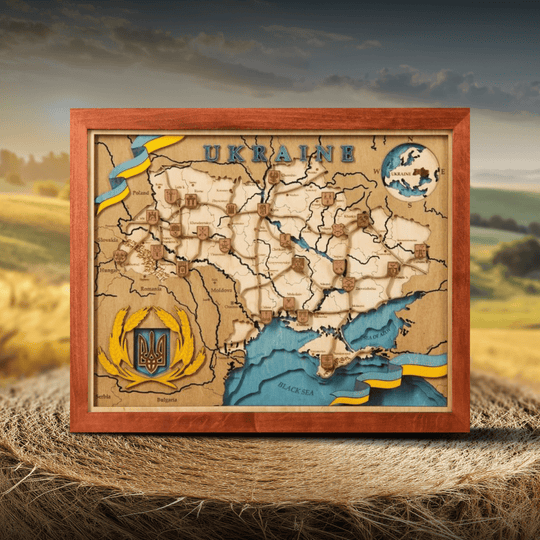 UKRAINE 3D WOOD MAP - ZeWood
