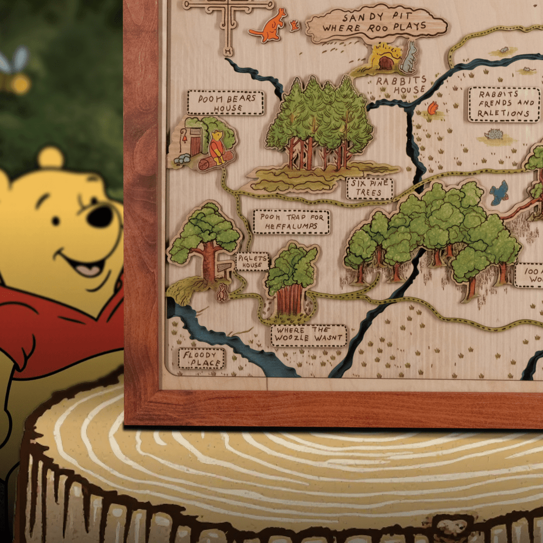 WINNIE THE POOH 3D WOOD MAP - ZeWood