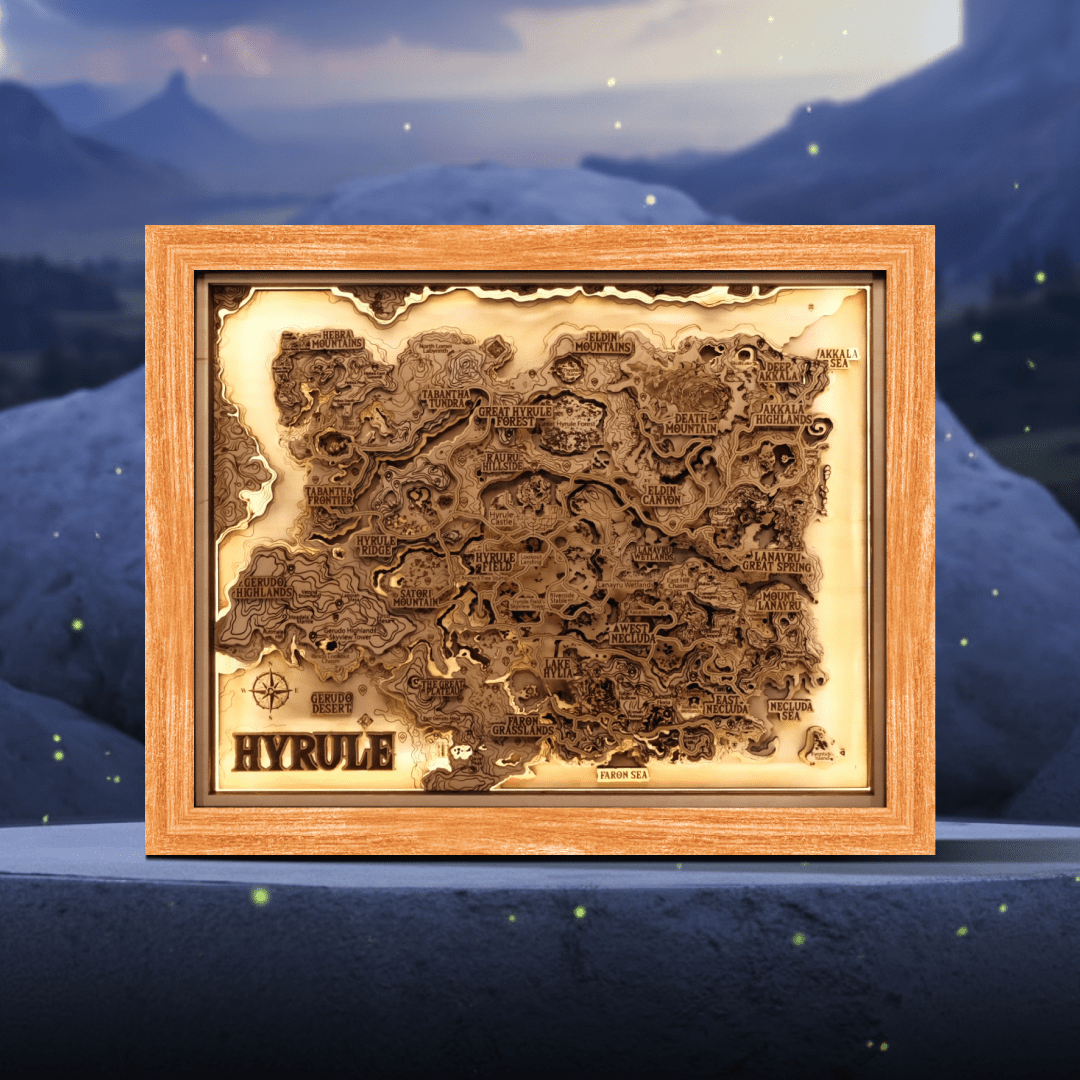 THE HYRULE 3D WOOD MAP 2.0 NATURAL EDITION - ZeWood