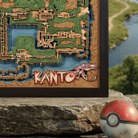 KANTO 3D WOOD MAP - ZeWood