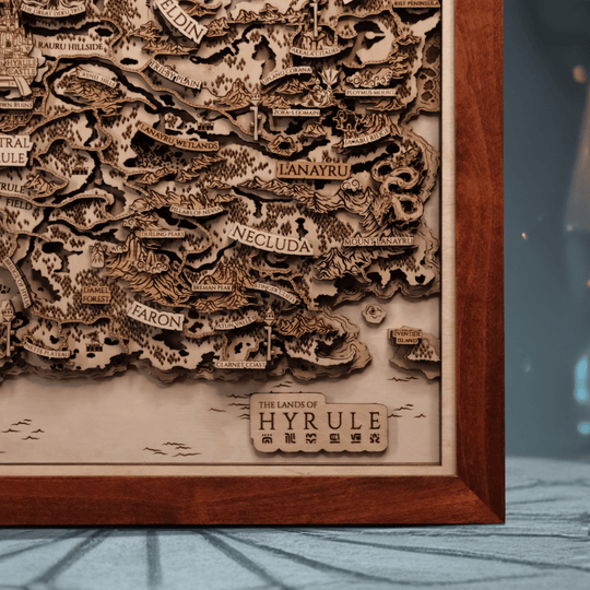 THE LANDS OF HYRULE FRAMED 3D WOOD MAP - ZeWood