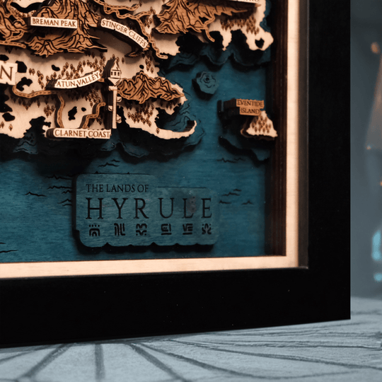 THE LANDS OF HYRULE FRAMED 3D WOOD MAP - ZeWood
