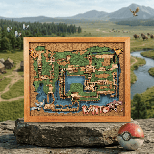 KANTO 3D WOOD MAP - ZeWood