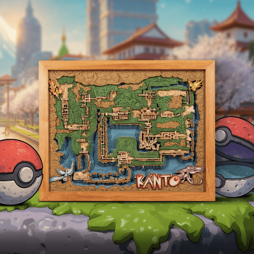 KANTO 3D WOOD MAP - ZeWood