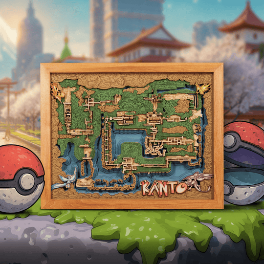KANTO 3D WOOD MAP - ZeWood