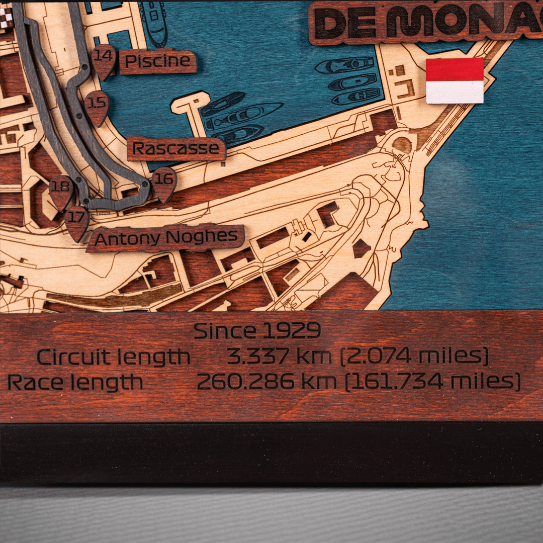 FORMULA 1 GRAND PRIX DE MONACO 3D WOOD MAP - ZeWood
