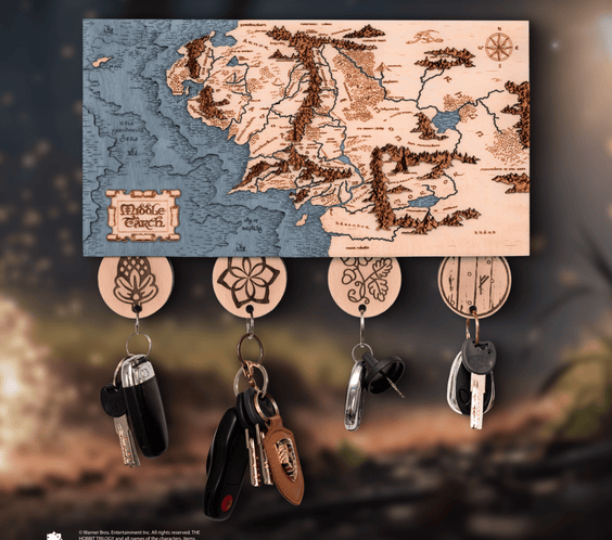 MIDDLE EARTH™ 3D KEY HOLDER – a thoughtful wood anniversary gift - ZeWood