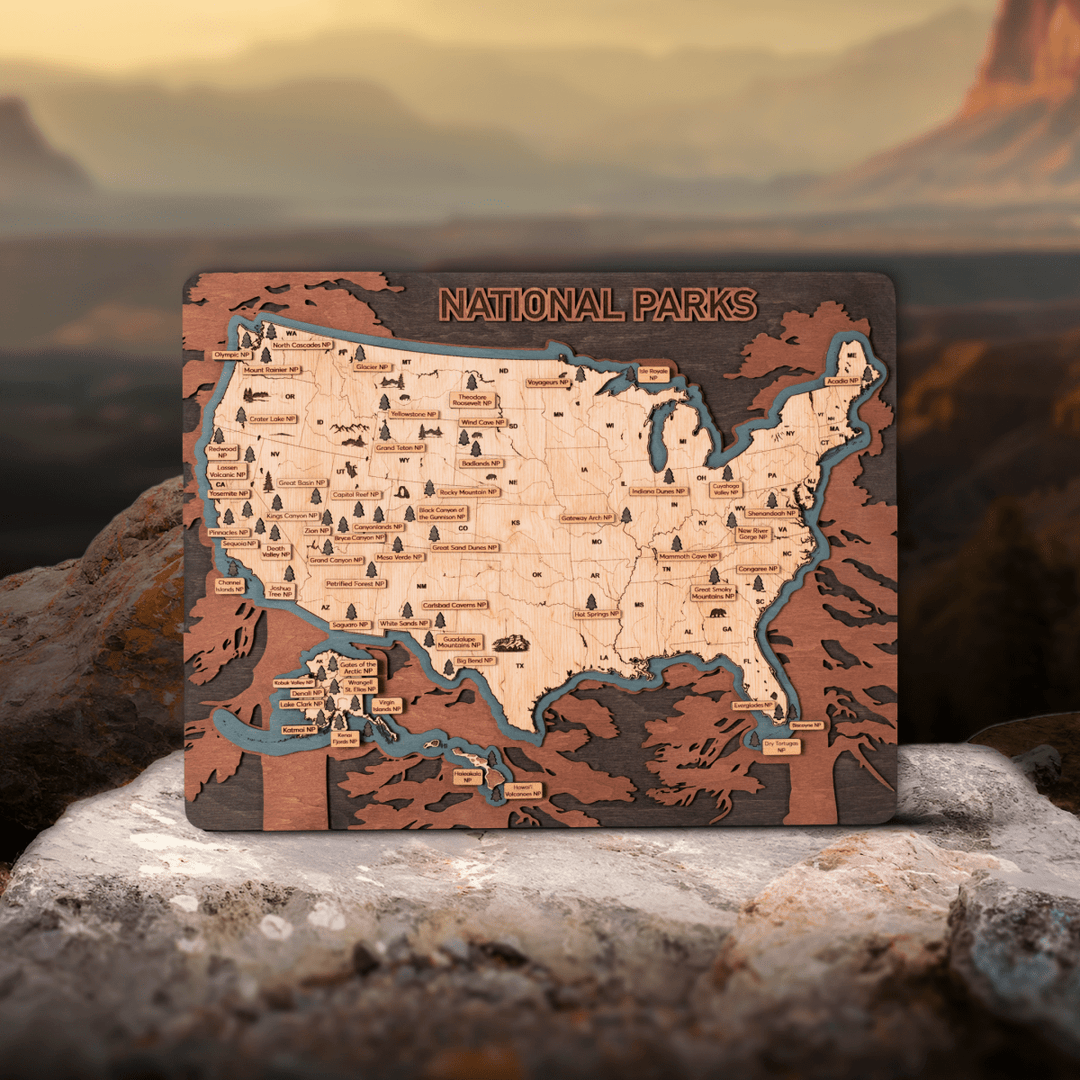 NATIONAL PARKS 3D WOOD MAP - ZeWood