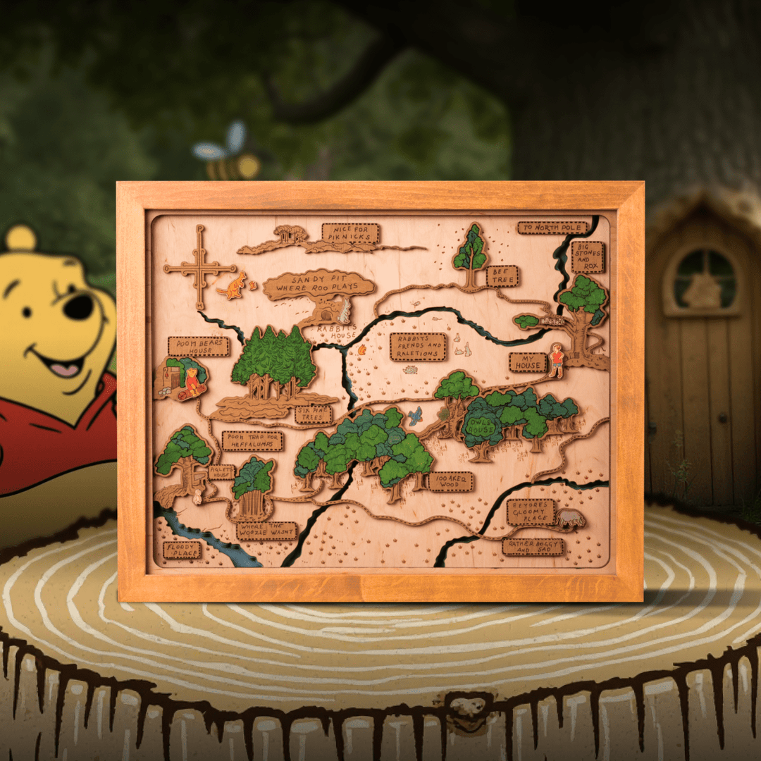Clock Character Map Nursery Decor - Wooden 3D Maps & Clocks for Kids' Rooms – ZeWood