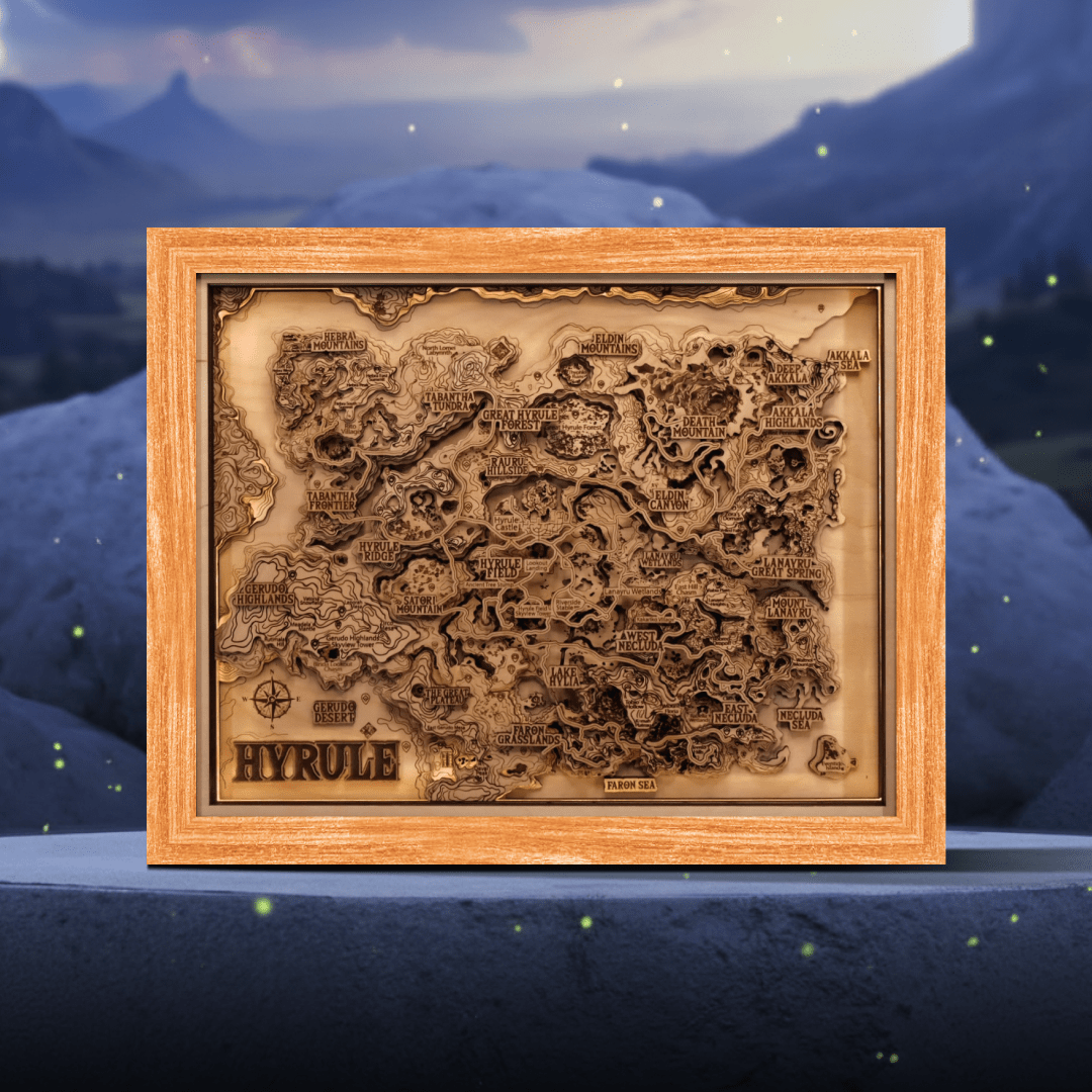 THE HYRULE 3D WOOD MAP 2.0 NATURAL EDITION - ZeWood