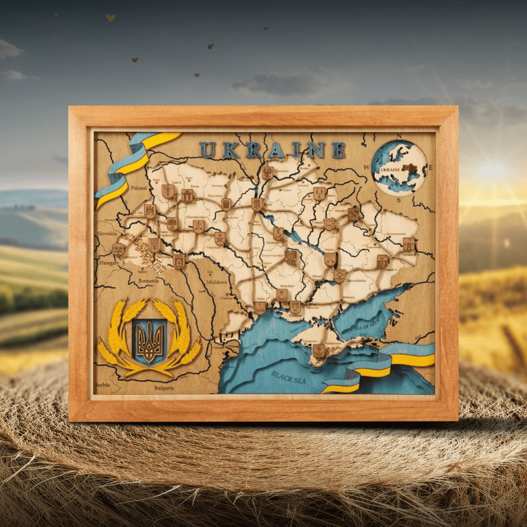 UKRAINE 3D WOOD MAP - ZeWood