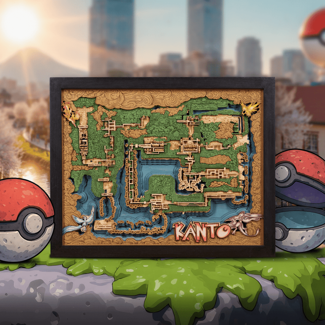 KANTO 3D WOOD MAP - ZeWood