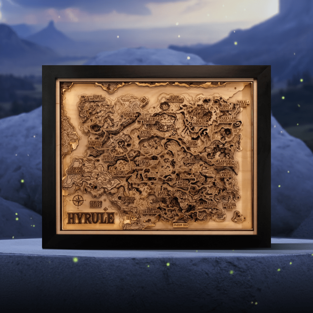 THE HYRULE 3D WOOD MAP 2.0 NATURAL EDITION - ZeWood