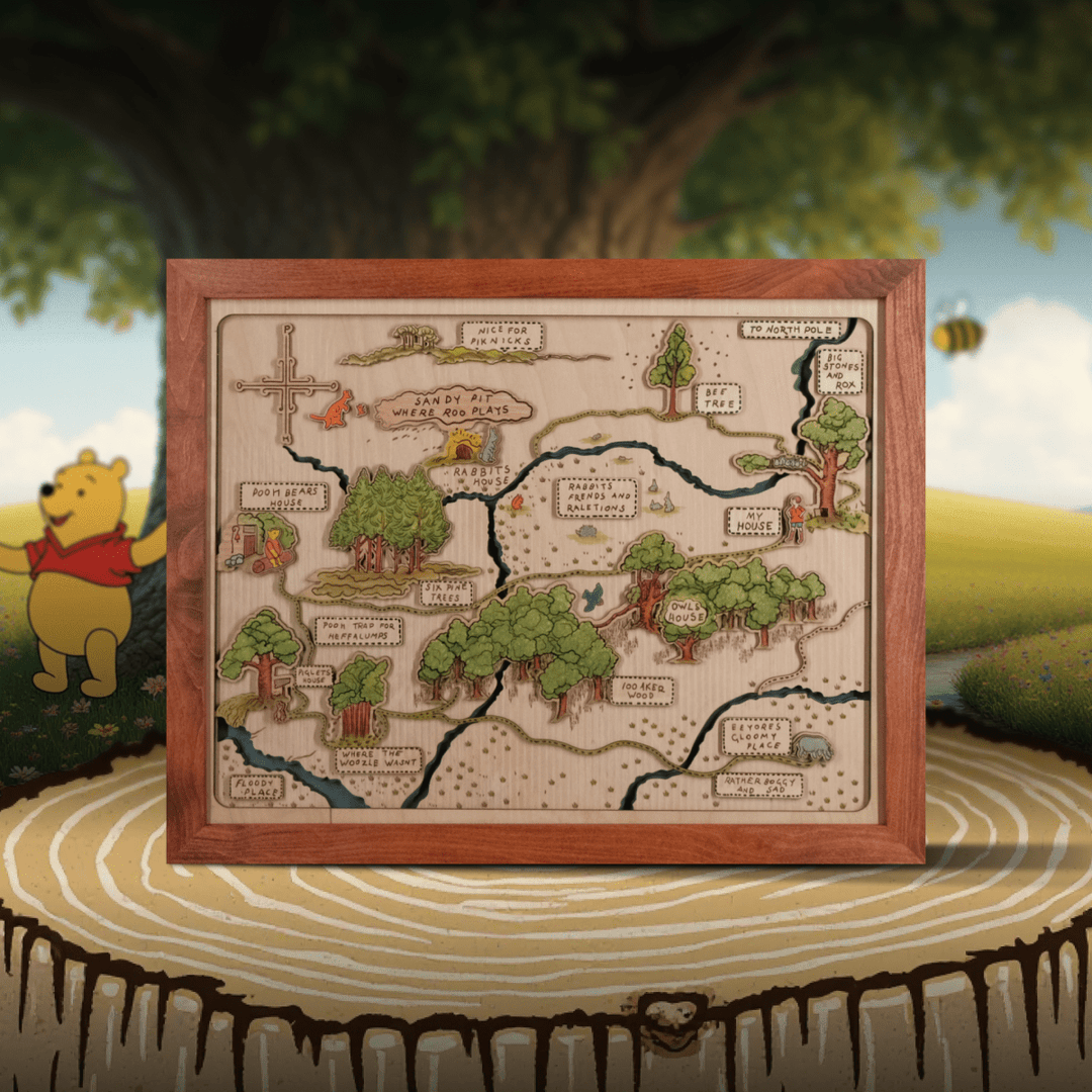 WINNIE THE POOH 3D WOOD MAP - ZeWood