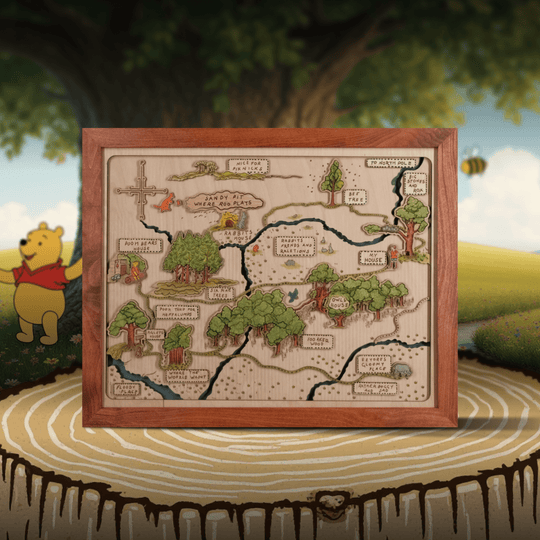WINNIE THE POOH 3D WOOD MAP - ZeWood