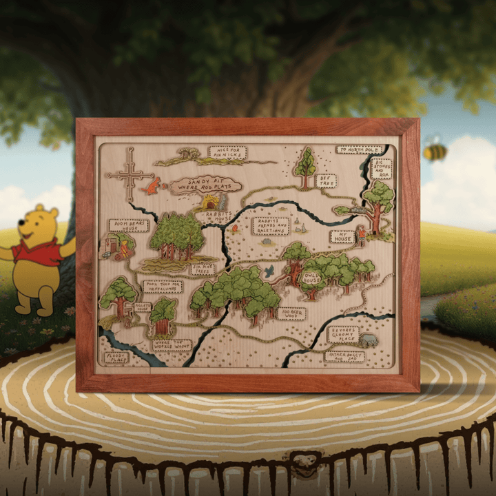 WINNIE THE POOH 3D WOOD MAP