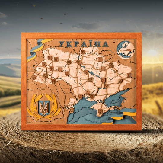 UKRAINE 3D WOOD MAP - ZeWood