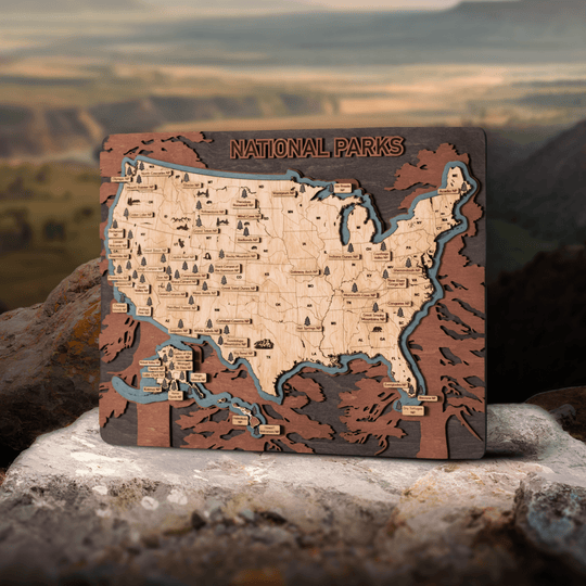 NATIONAL PARKS 3D WOOD MAP - ZeWood