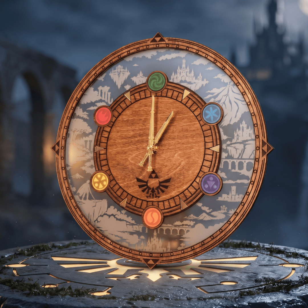 HYRULE ECHOES OF TIME WOODEN 3D WALL CLOCK - ZeWood
