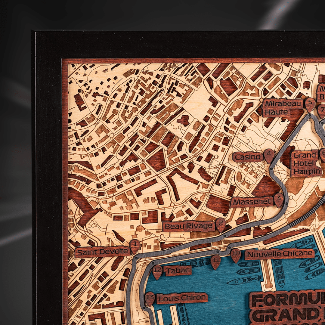 FORMULA 1 GRAND PRIX DE MONACO 3D WOOD MAP - ZeWood