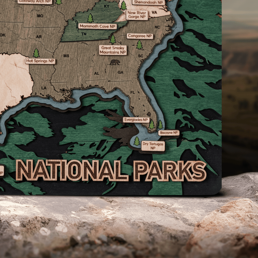 NATIONAL PARKS 3D WOOD MAP - ZeWood