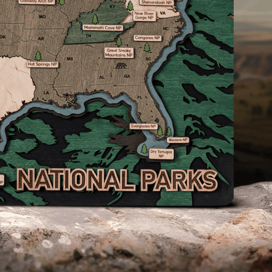 NATIONAL PARKS 3D WOOD MAP - ZeWood