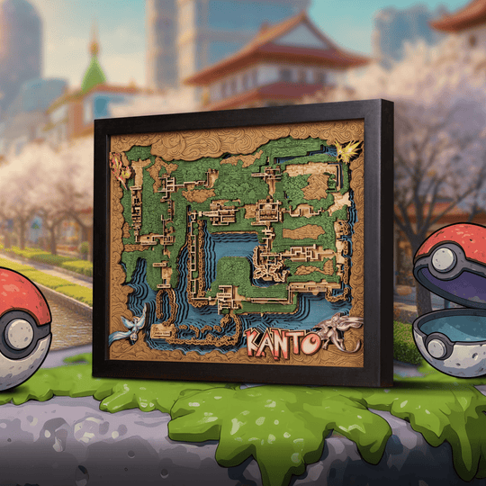 KANTO 3D WOOD MAP - ZeWood