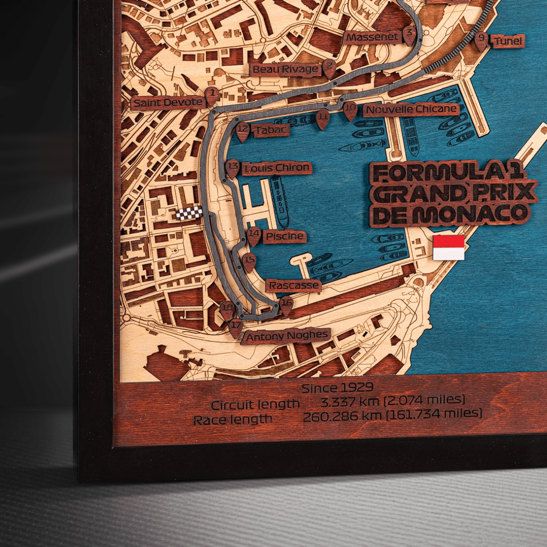 FORMULA 1 GRAND PRIX DE MONACO 3D WOOD MAP - ZeWood