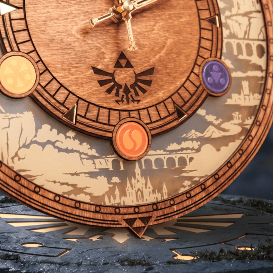 HYRULE ECHOES OF TIME WOODEN 3D WALL CLOCK - ZeWood