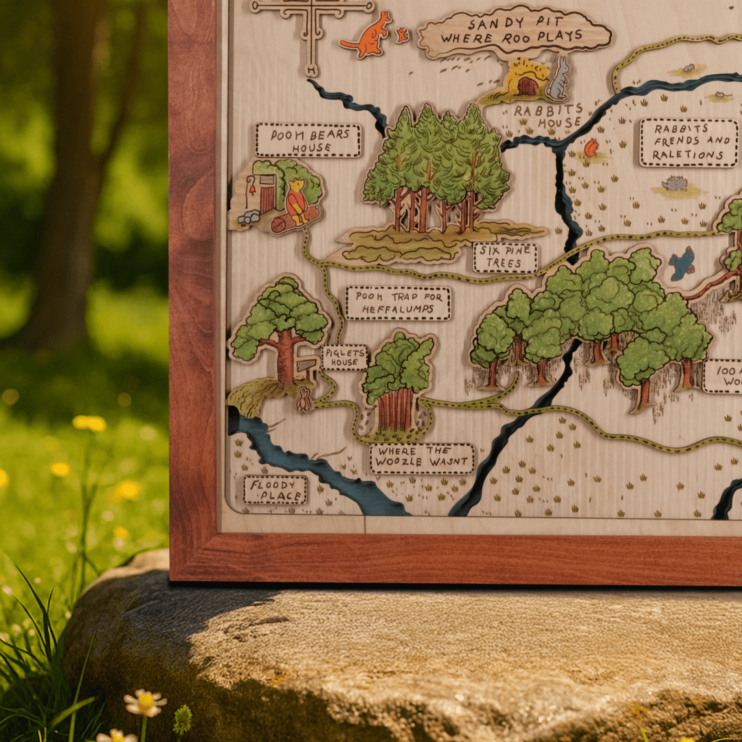 WINNIE THE POOH 3D WOOD MAP - ZeWood
