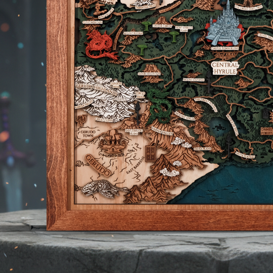 BOTW Shrine map Handcrafted from natural wood: skillfully crafted using laser cutting techniques.
