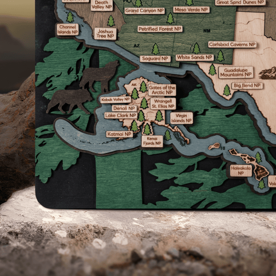 NATIONAL PARKS 3D WOOD MAP - ZeWood