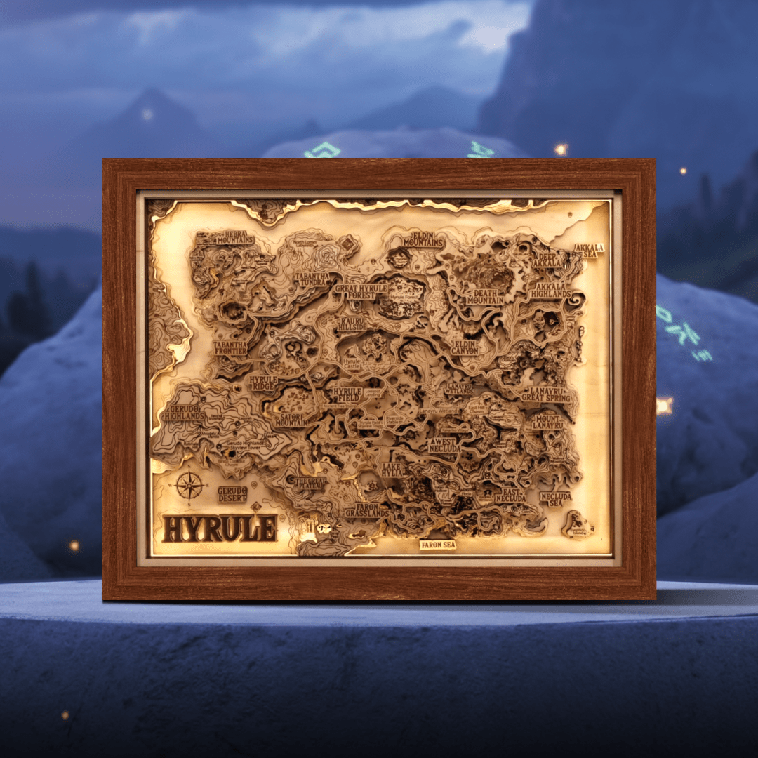 THE HYRULE 3D WOOD MAP 2.0 NATURAL EDITION - ZeWood