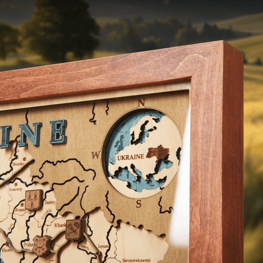 UKRAINE 3D WOOD MAP - ZeWood