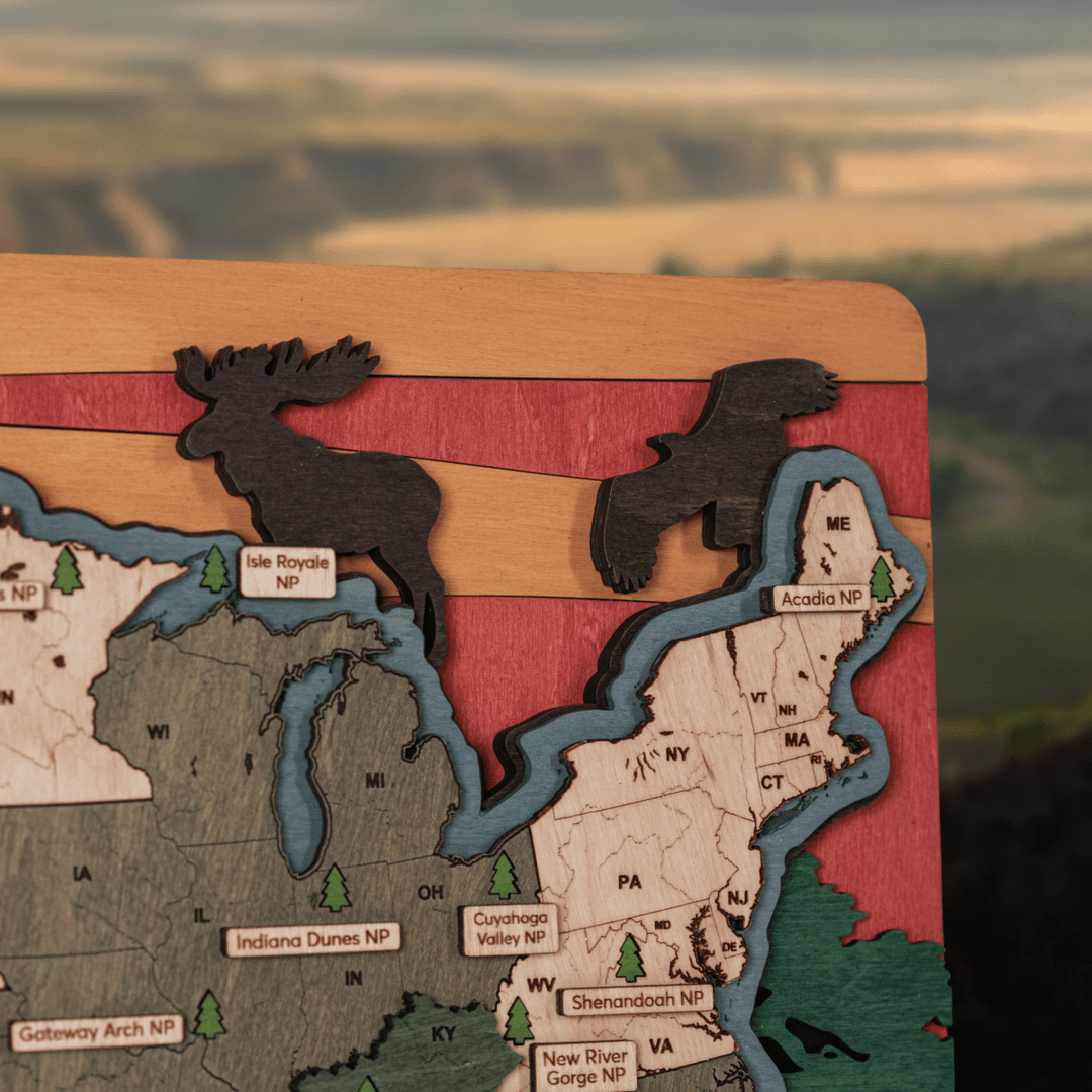 NATIONAL PARKS 3D WOOD MAP - ZeWood