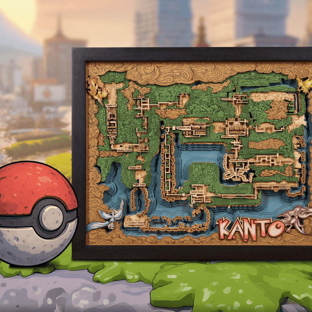 KANTO 3D WOOD MAP - ZeWood