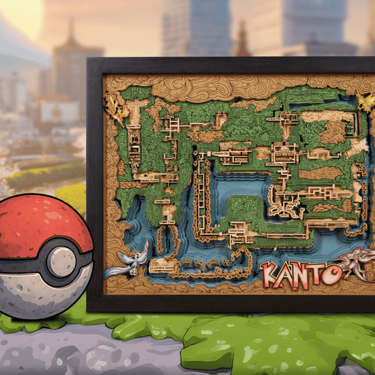 KANTO 3D WOOD MAP - ZeWood