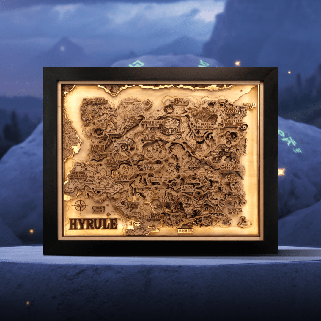 THE HYRULE 3D WOOD MAP 2.0 NATURAL EDITION - ZeWood