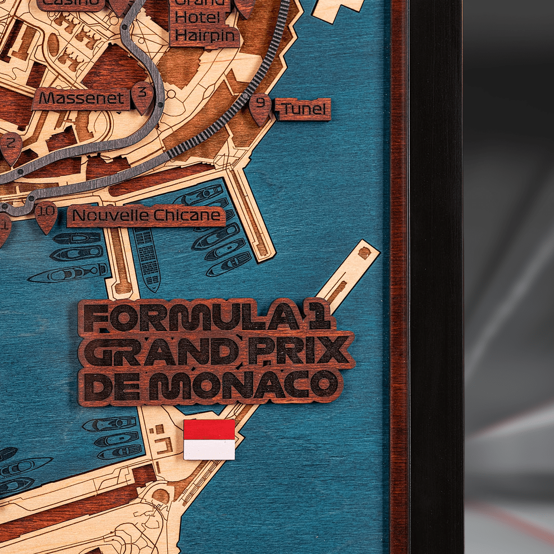 FORMULA 1 GRAND PRIX DE MONACO 3D WOOD MAP - ZeWood