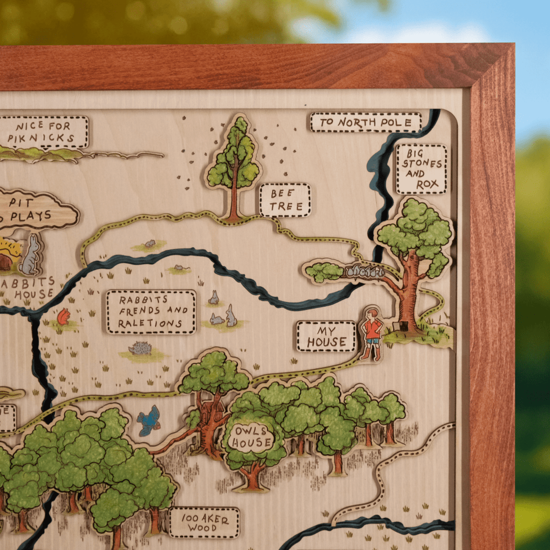 WINNIE THE POOH 3D WOOD MAP - ZeWood