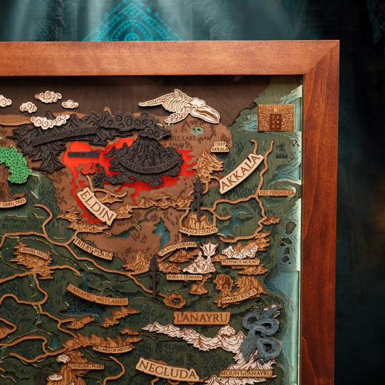 THE LANDS OF HYRULE FRAMED 3D WOOD MAP