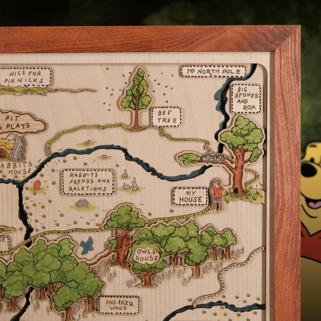 WINNIE THE POOH 3D WOOD MAP - ZeWood