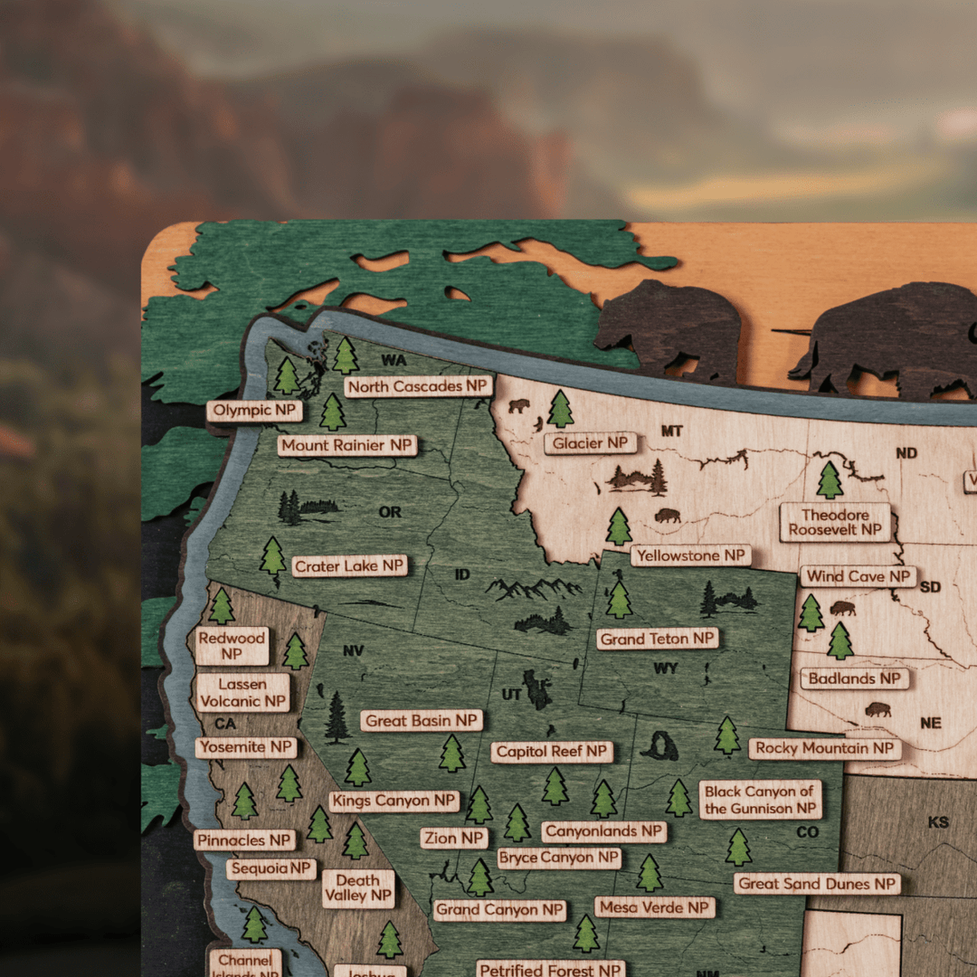 NATIONAL PARKS 3D WOOD MAP - ZeWood