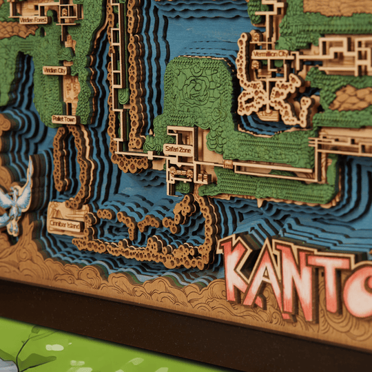 KANTO 3D WOOD MAP - ZeWood