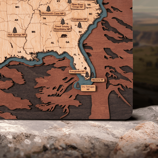 NATIONAL PARKS 3D WOOD MAP - ZeWood