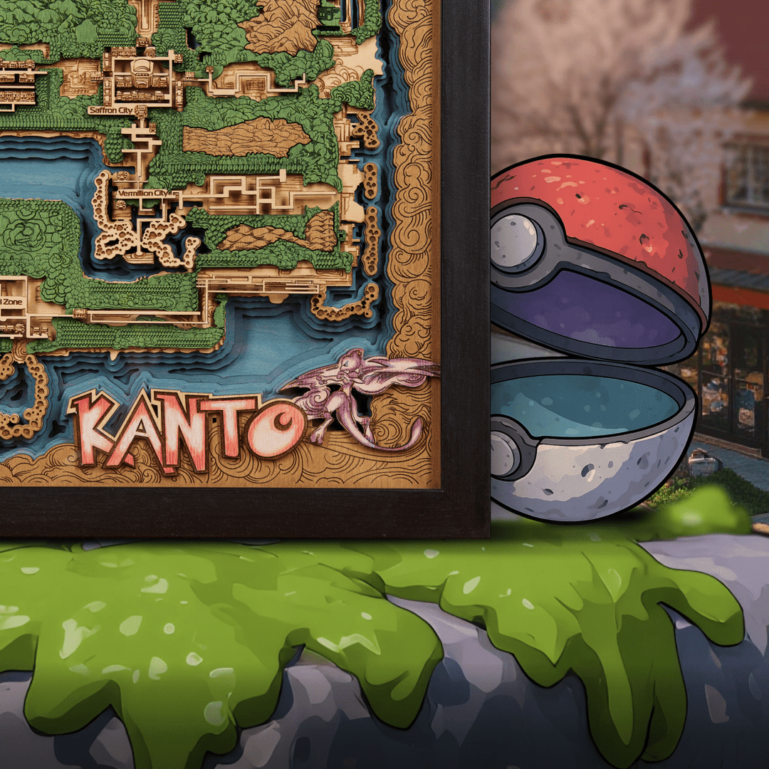 KANTO 3D WOOD MAP - ZeWood