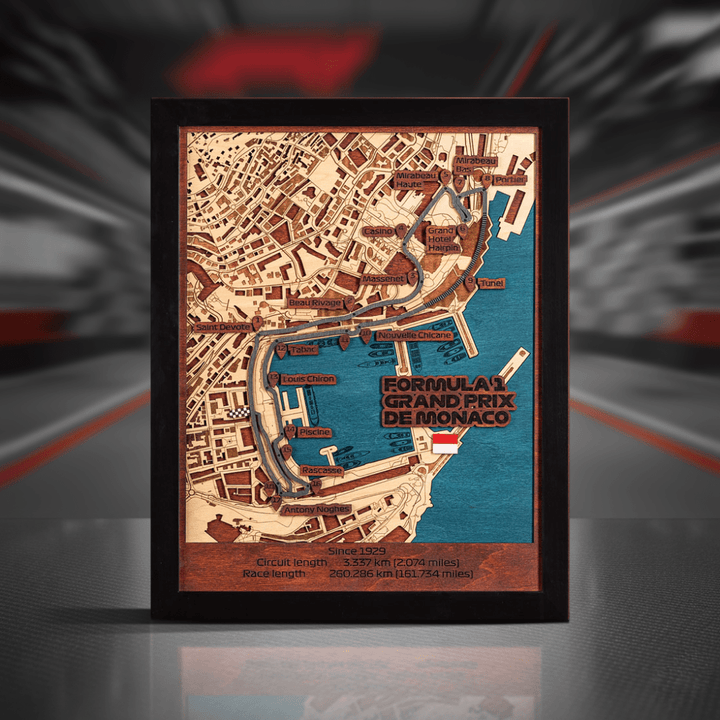 FORMULA 1 GRAND PRIX DE MONACO 3D WOOD MAP