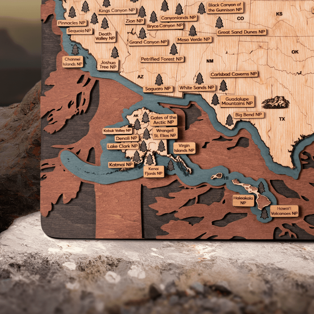 NATIONAL PARKS 3D WOOD MAP - ZeWood