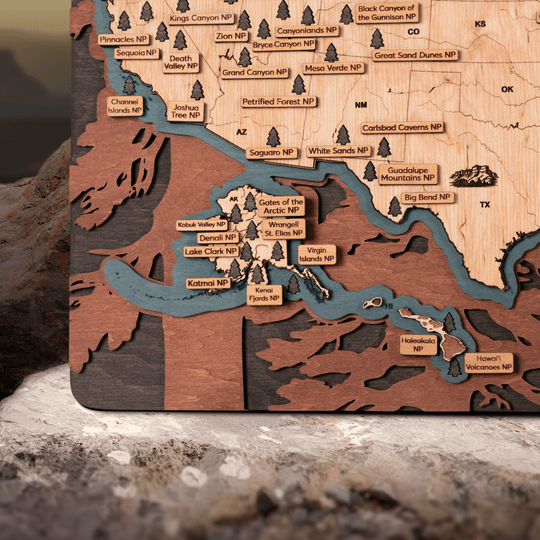 NATIONAL PARKS 3D WOOD MAP - ZeWood
